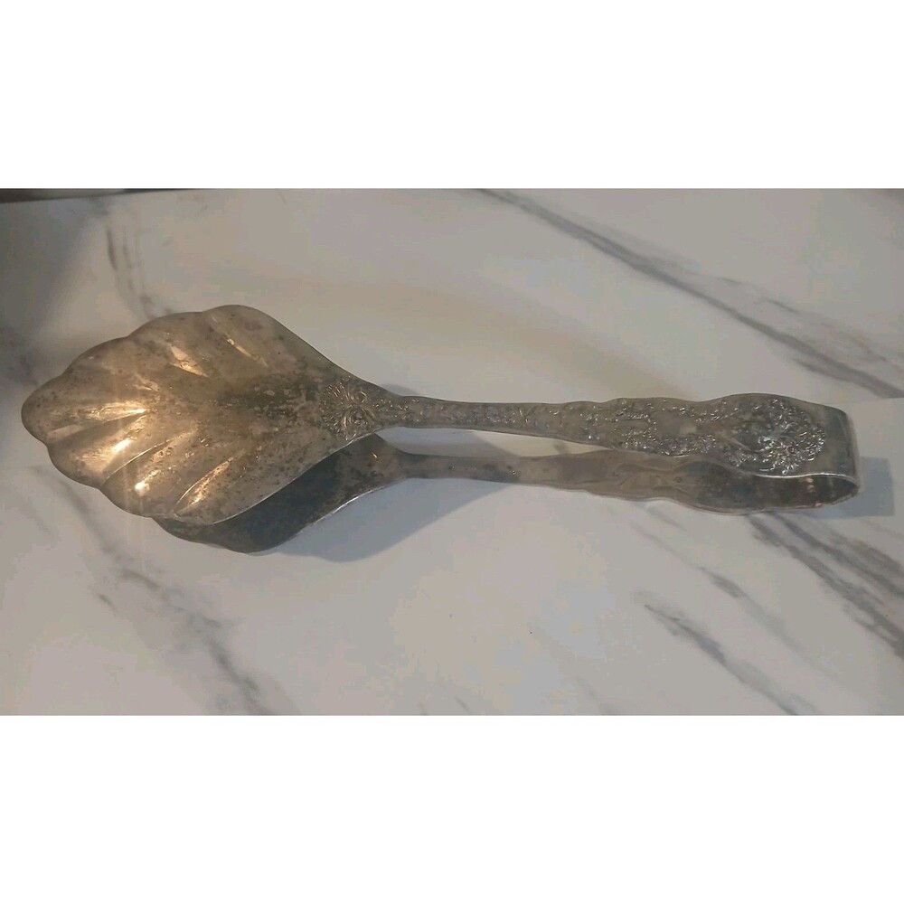 Gorham Imperial Chrysanthemum Salad Tongs Silver Plate   Art Nouveau